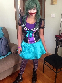 Mya at Anime Wet 2015, cosplaying as a female Joker